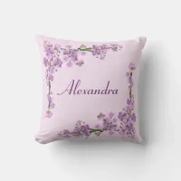 Pretty Pink Cherry Blossoms Throw Pillow