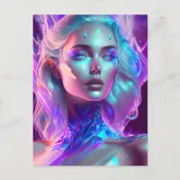 Gorgeous Ai Art Pretty Icy Glass like Woman Postcard