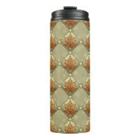 Autumn Leaves with Stars Diamond Pattern Thermal Tumbler