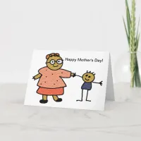 Stick Figures of Mother and Child for Mother's Day Card