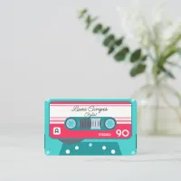 Blue Girly Stylist Music Tape Casette 1980s  Business Card