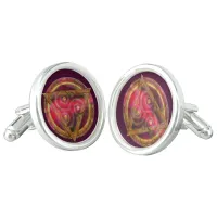 Crimson Celtic Mandala of Energy Cufflinks