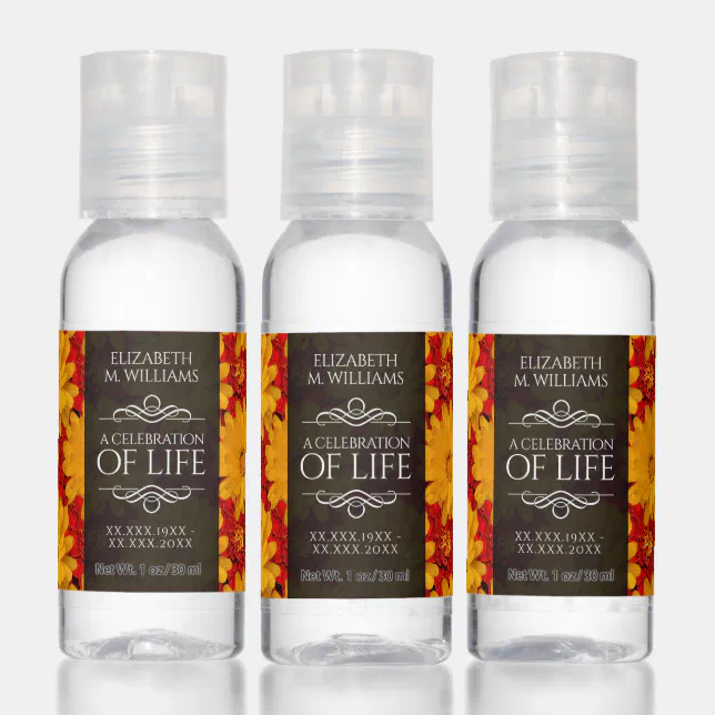 Red Yellow Marigold Flowers A Celebration of Life Hand Sanitizer