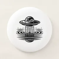 Black and White Alien in UFO Ai art Wham-O Frisbee