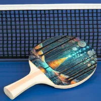 Iridescent Holiday Dream 🎄 Glowing Christmas Tree Ping Pong Paddle