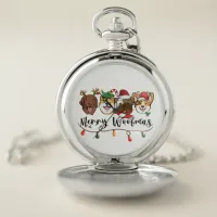 Merry Woofmas Typography Pocket Watch