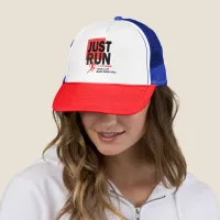 Just Run Marathon Runner Track Race Date Red Light Trucker Hat