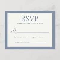 Large Basic Border Wedding RSVP - Dusty Blue Invitation Postcard