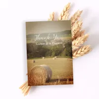 Round Hay Bales Farm Wedding Thank You