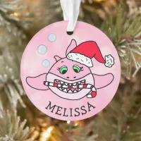 Pink Baby Shark Christmas Personalized Ornament