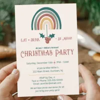 Boho Rainbow Christmas Party Invitation