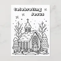 Color Me Page | Christmas Church Postcard