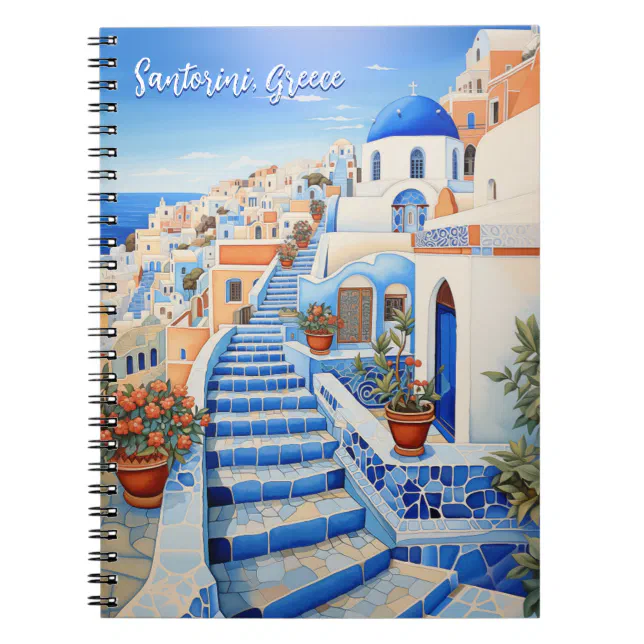 Santorini Island Illustration | Travel Art Notebook