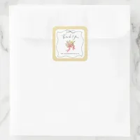 Pretty Bridal Shower Simple Hand Drawn Yellow  Square Sticker