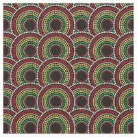 African Print Circles Pattern in Red Gold Green Fabric