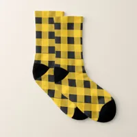 Yellow Rustic Buffalo Plaid Check Patterned Socks