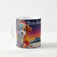 Festive Christmas Puppy with Santa Hat Coffee Mug