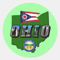 Ohio State Map, Picture Text, Flag and Seal