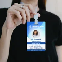 Blue Template Hospital QR Code Employee Photo ID Badge