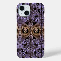 Goth Purple Ornament With Skull iPhone 15 Case