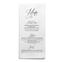 Custom MYO 3-Course Menu Template on Dinner Size Cloth Napkin