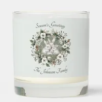 Cute Rabbits in a Floral Winter Wreath Scented Candle