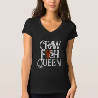 Retro Crawfish Queen Seafood-Red and White T-Shirt