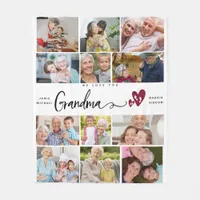 We Love You Grandma | Heart Photo Collage Fleece Blanket