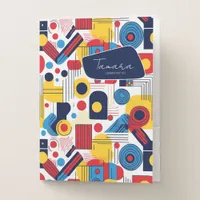 Retro Geometric Abstract Pat#10 Navy Red ID1067 Pocket Folder