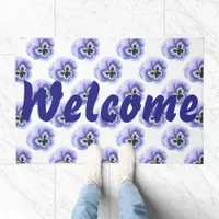 Pansy Face Purple Welcome Doormat