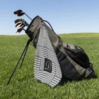 Modern stripes in black, white and gray - Monogram Golf Towel