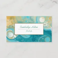 Teal and Brown Waves Marble Swirls Business Card