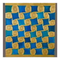 Blue & Gold Antique Egypt Geometric Glossy Poster