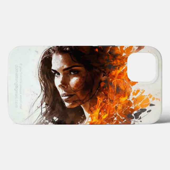 Woman of Fire Portrait Watercolor iPhone 13 Case