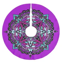 Purple and Blue Mandala Abstract Christmas Brushed Polyester Tree Skirt