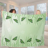 Green butterfly on light green  - romantic     fleece blanket