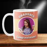 Custom Photo Modern Graduate Peach Chic Graduation Coffee Mug