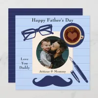 Thumbnail for Daddy Blue Mustache Coffee Happy Fathers Day Card