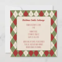 Vintage Christmas Argyle Pattern Square Invitation