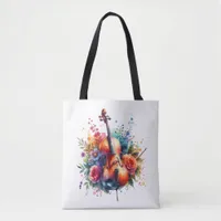 Watercolor Cello and Flowers   Tote Bag