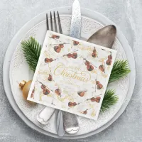 Elegant Music Notes Violin Merry Christmas Script Napkins