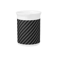 Thin Black and Gray Diagonal Stripes Beverage Pitcher