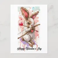 Adorable Rabbit Cupid Valentine Postcard