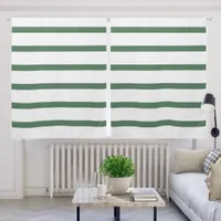 Modern Fresh Sage Green White Stripe Pattern Blackout Curtains