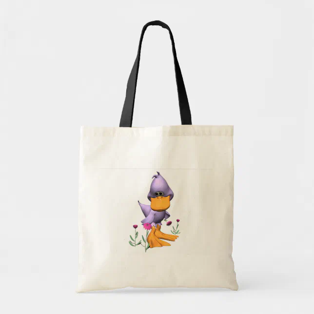 Cute and Shy Purple Cartoon Duck Tote Bag