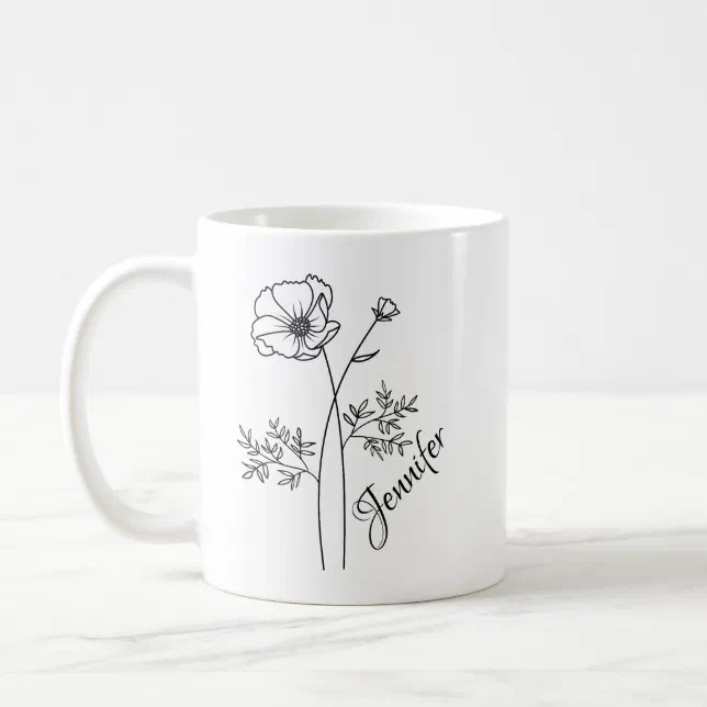Personalized Birth Flower With Name - OCTOBER  Coffee Mug