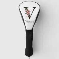 Letter "V" Floral Monogram Golf Head Cover