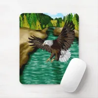 Eagle Flying over River in the Mountains   Mouse Pad