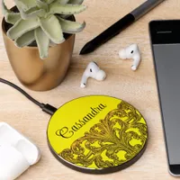 Vintage Swirl Ombre Gold Personalized  Wireless Charger