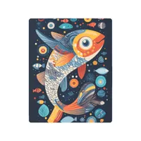 Geometric Fish Illustration Metal Print